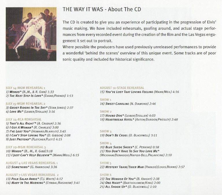 Elvis Presley  The Way It Was : Back